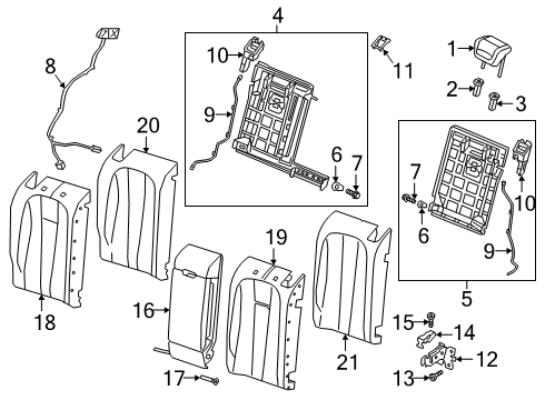 2020 Audi S5 Rear Seat Components Diagram 3