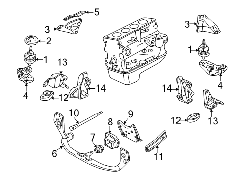 1997 Audi A4 Quattro Support Diagram for 8D0-399-114-R