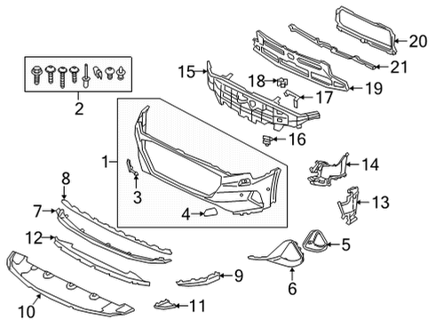 2022 Audi e-tron S Bumper & Components - Front Diagram 1