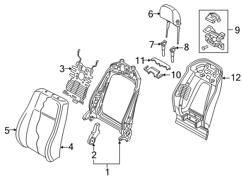 2023 Audi Q7 Front Seat Components Diagram 3