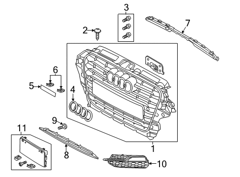 2015 Audi A3 Grille & Components Diagram 3