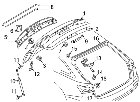 2021 Audi RS6 Avant Trunk Lid & Components