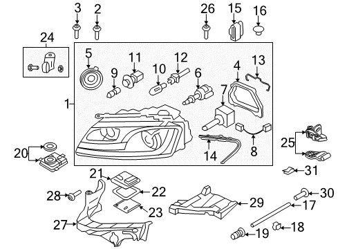 2011 Audi A5 Quattro Composite Headlamp Diagram for 8T0-941-029-AC