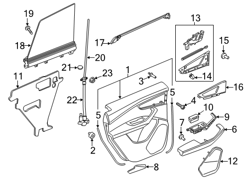 2019 Audi Q8 Interior Trim - Rear Door Diagram 1