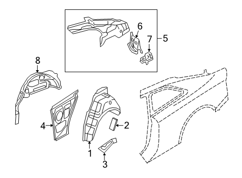 2008 Audi S5 Inner Structure - Quarter Panel