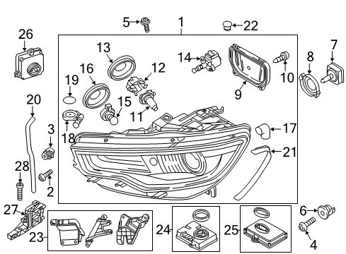 2013 Audi A6 Quattro Headlamps, Headlamp Washers/Wipers Diagram 1