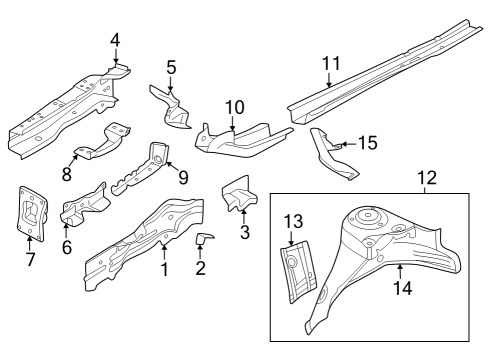 2022 Audi RS3 Structural Components & Rails Diagram 1