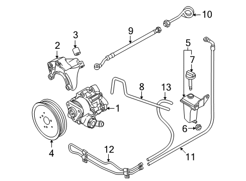 2007 Audi A4 Quattro P/S Pump & Hoses, Steering Gear & Linkage Diagram 4