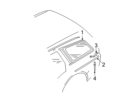 2010 Audi A4 Quattro Quarter Panel - Glass & Hardware Diagram 2