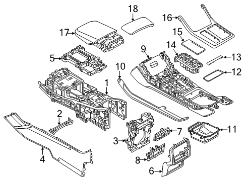 2022 Audi RS Q8 Front Console Diagram 1