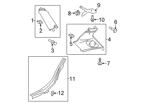 2010 Audi A4 Quattro Interior Trim - Quarter Panels Diagram 2