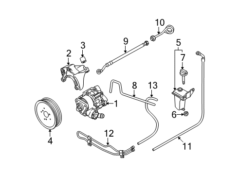 2007 Audi A4 Power Steering Pump Diagram for 8E0-145-155-P