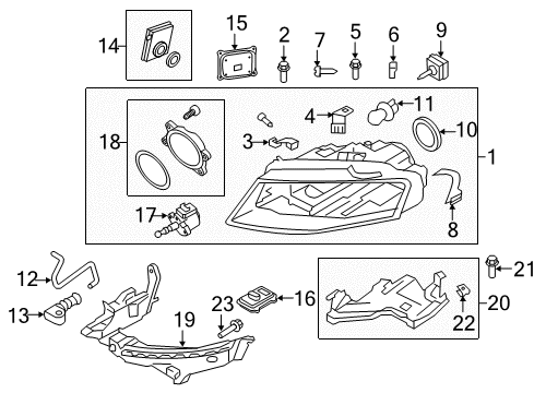 2010 Audi S4 Composite Headlamp Diagram for 8K0-941-029-AH