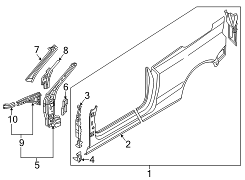 2016 Audi A3 Quattro Aperture Panel, Hinge Pillar, Uniside Diagram 1