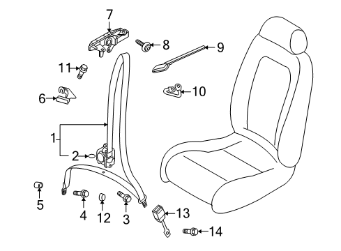 2011 Audi A5 Front Seat Belts