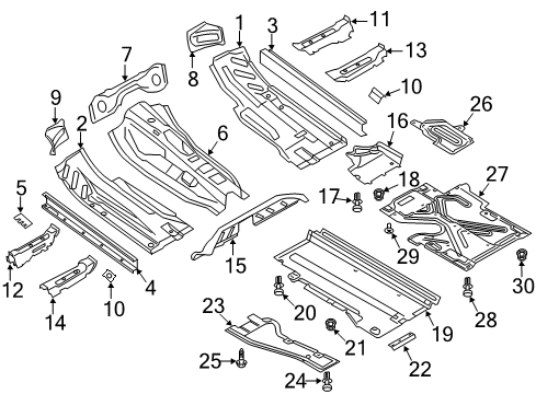 2010 Audi A4 Quattro Pillars, Rocker & Floor - Floor & Rails Diagram 2