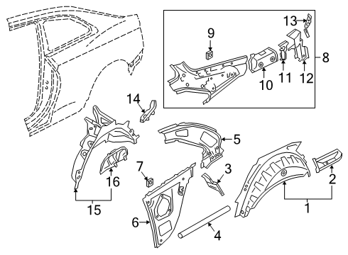 2022 Audi S5 Inner Structure - Quarter Panel Diagram 2