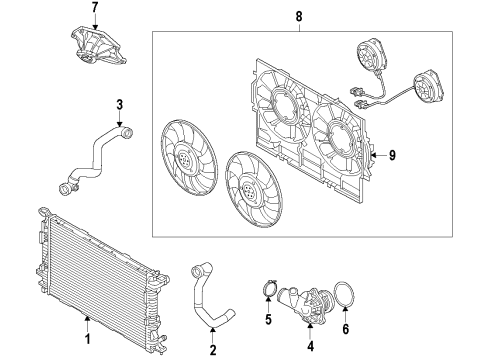 2014 Audi A8 Quattro Radiator & Components, Water Pump, Cooling Fan Diagram 9