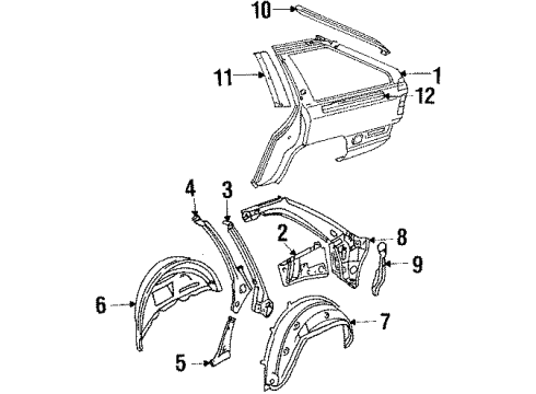 1987 Audi 5000 Quattro Quarter Panel & Components Diagram 2