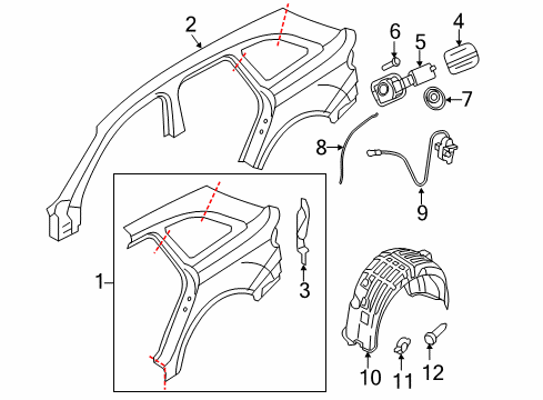 2010 Audi A4 Quattro Quarter Panel & Components Diagram 2