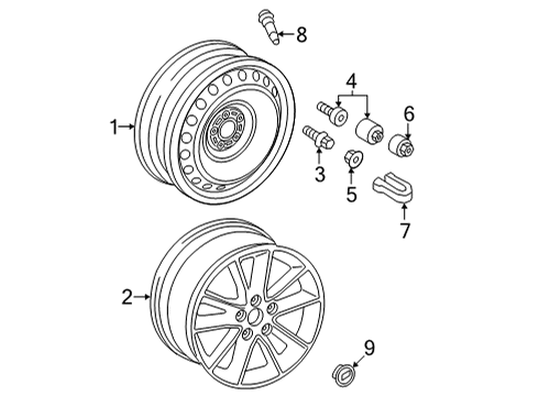 2024 Audi S3 Wheels, Covers & Trim Diagram 1