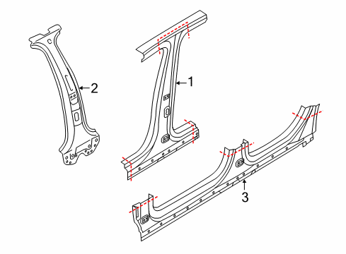 2015 Audi A8 Quattro Center Pillar & Rocker