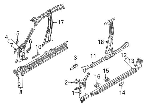 2022 Audi e-tron GT Center Pillar & Rocker, Hinge Pillar