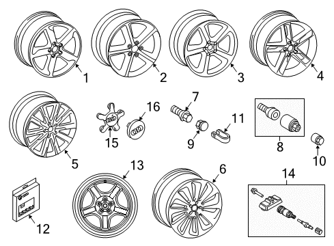 2017 Audi Q5 Wheel, Alloy Diagram for 8R0-601-025-BD