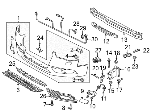 2013 Audi A4 Quattro Front Bumper Diagram 1