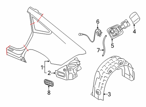 2022 Audi RS7 Sportback Quarter Panel & Components