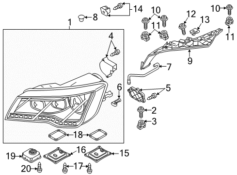 2015 Audi A7 Quattro Headlamps, Headlamp Washers/Wipers, Lighting Diagram 1