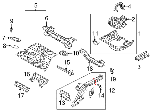 2013 Audi RS5 Rear Body - Floor & Rails Diagram 1