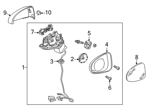 2019 Audi A3 Outside Mirrors Diagram 1