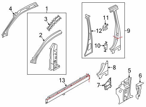 2013 Audi RS5 Hinge Pillar, Lock Pillar, Rocker Panel Diagram 2