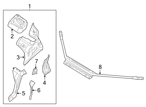 2023 Audi Q4 e-tron Sportback Structural Components & Rails Diagram 2