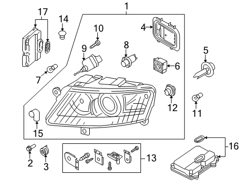 2006 Audi A6 Quattro Composite Headlamp Diagram for 4F0-941-029-EK