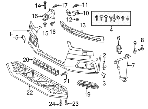 2017 Audi A4 Front Bumper Diagram 1