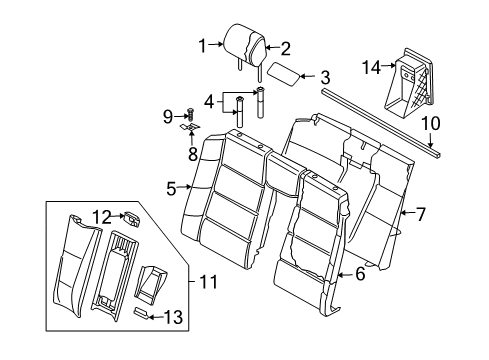 2004 Audi A4 Rear Seat Components Diagram 1