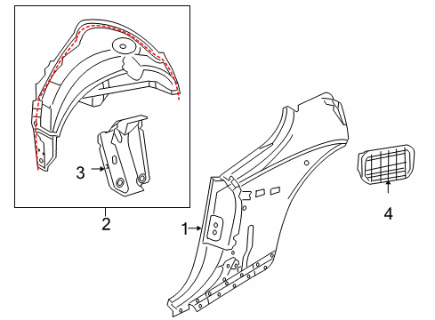 2012 Audi TT Quattro Inner Structure - Quarter Panel Diagram 1