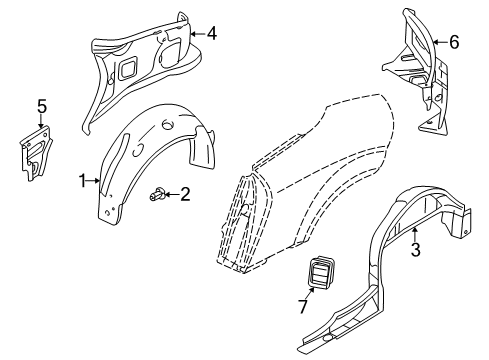 2001 Audi TT Quattro Inner Structure - Quarter Panel Diagram 1