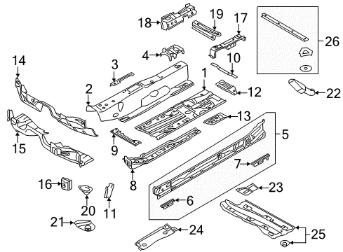 2016 Audi S3 Pillars, Rocker & Floor - Floor & Rails