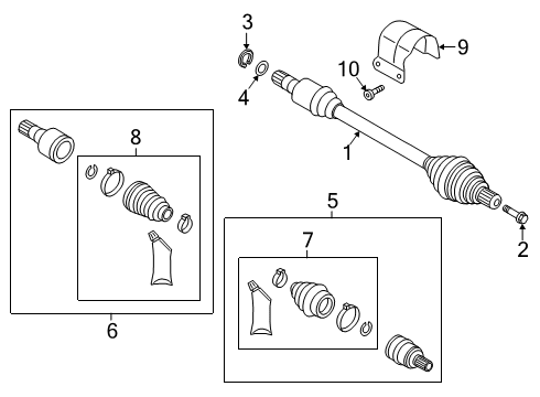 2018 Audi A3 Quattro Inner Joint Assembly Diagram for 5Q0-498-103-B