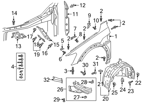 2022 Audi e-tron Sportback Fender & Components Diagram 4