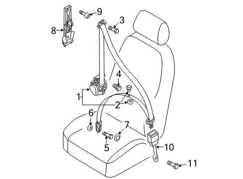 2013 Audi RS5 Seat Belt, Body Diagram 2