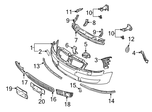 2005 Audi S4 License Bracket Diagram for 8H0-807-285-A-GRU