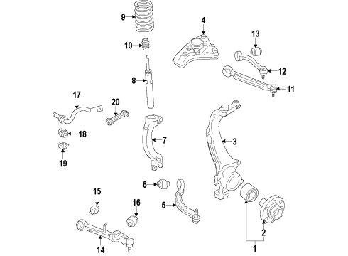 2013 Audi RS5 Front Suspension, Control Arm Diagram 2