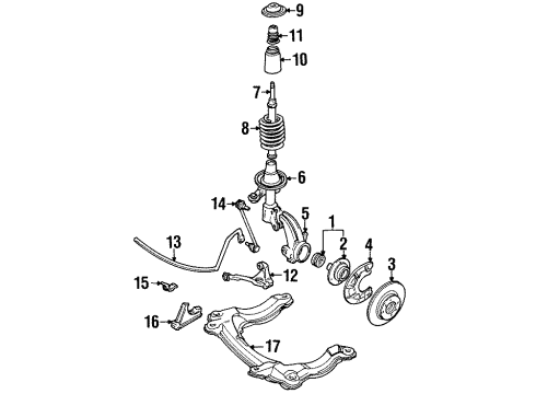 1990 Audi 90 Front Suspension, Control Arm, Stabilizer Bar Diagram 1