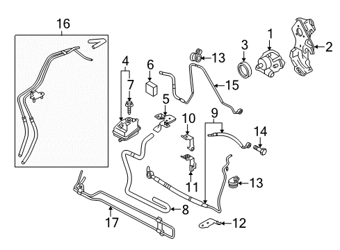 2005 Audi TT Quattro Power Steering Pump Diagram for 8N0-145-154-A