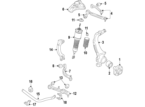 2008 Audi S5 Front Suspension Components, Lower Control Arm, Upper Control Arm, Stabilizer Bar