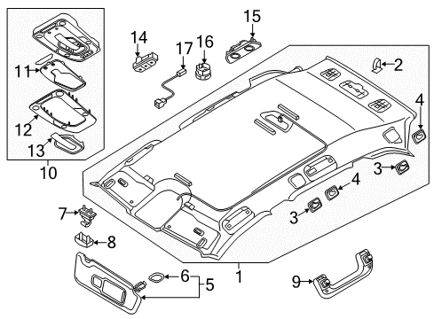 2019 Audi Q5 Rear Overhead Lamp Diagram for 80A-947-111-BC5